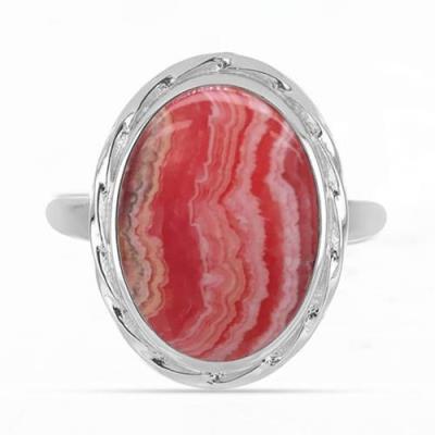 BUY REAL RHODOCHROSITE GEMSTONE BIG STONE RING IN STERLING SILVER